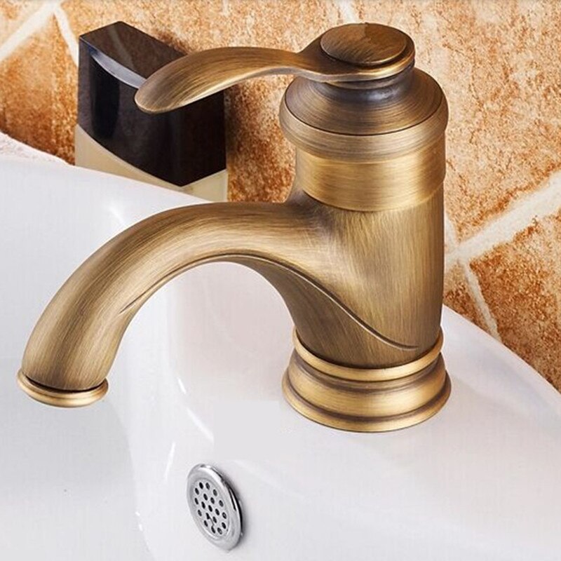   ǰ  ũ  ǰ   ͼ tapsolid Ȳ ǰ /Free shipping Tea pot antique bathroom basin mixer tapsolid brass antique faucet of hot cold
